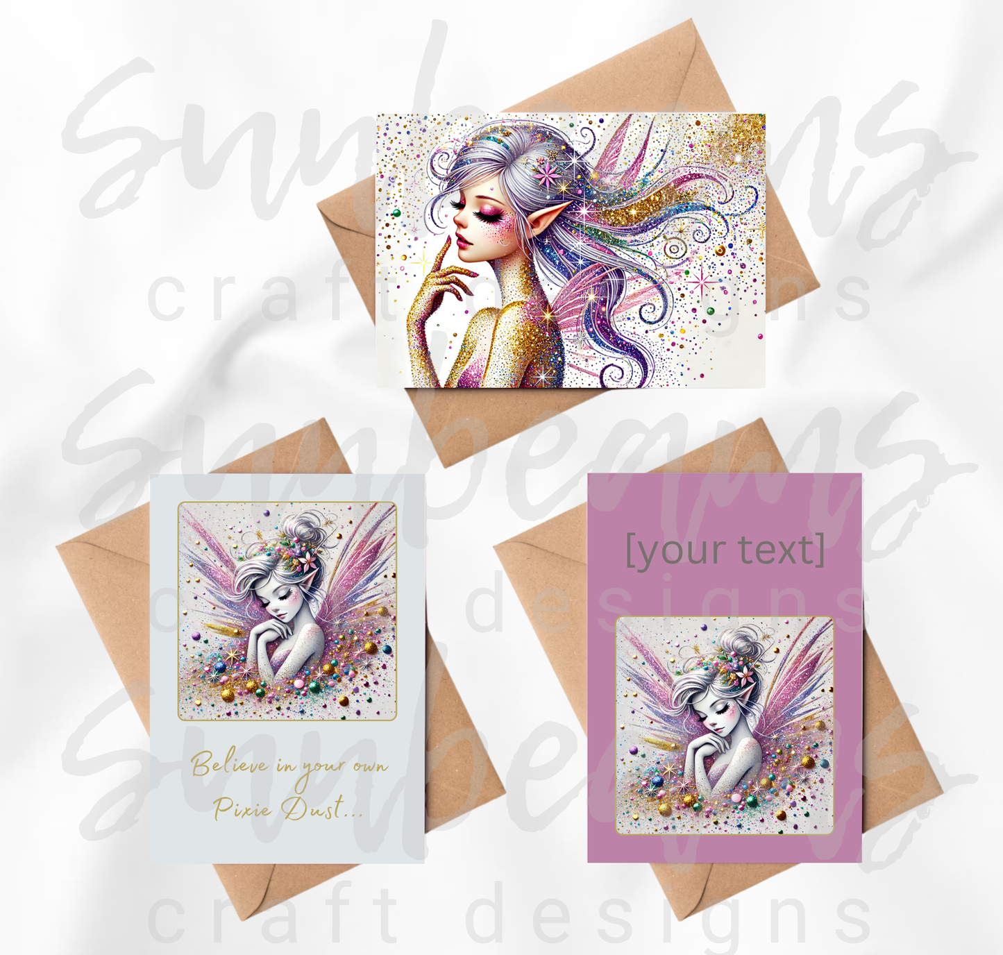 Clipart: 10 Sparkling Pixies - A5 Greeting Card Image Bundle