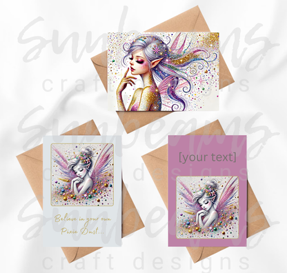 Clipart: 10 Sparkling Pixies - A5 Greeting Card Image Bundle