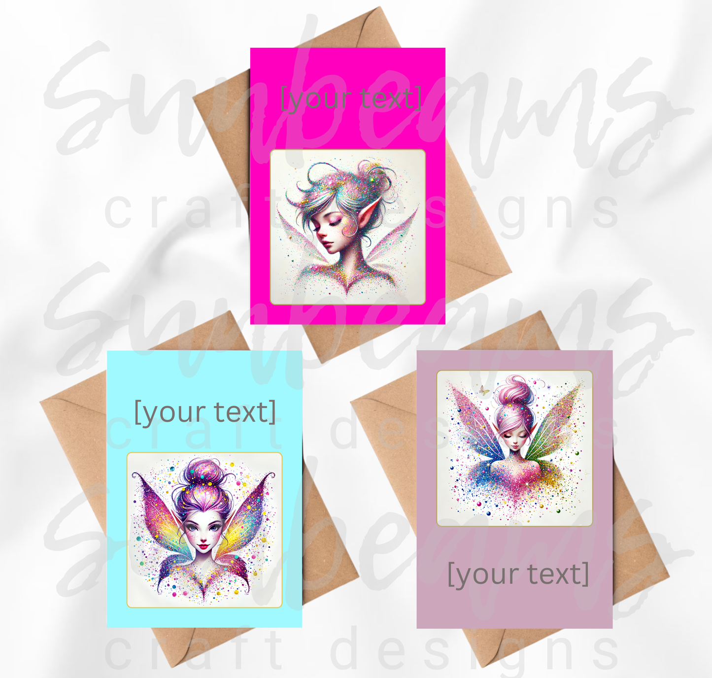 Clipart: 10 Sparkling Pixies - A5 Greeting Card Image Bundle