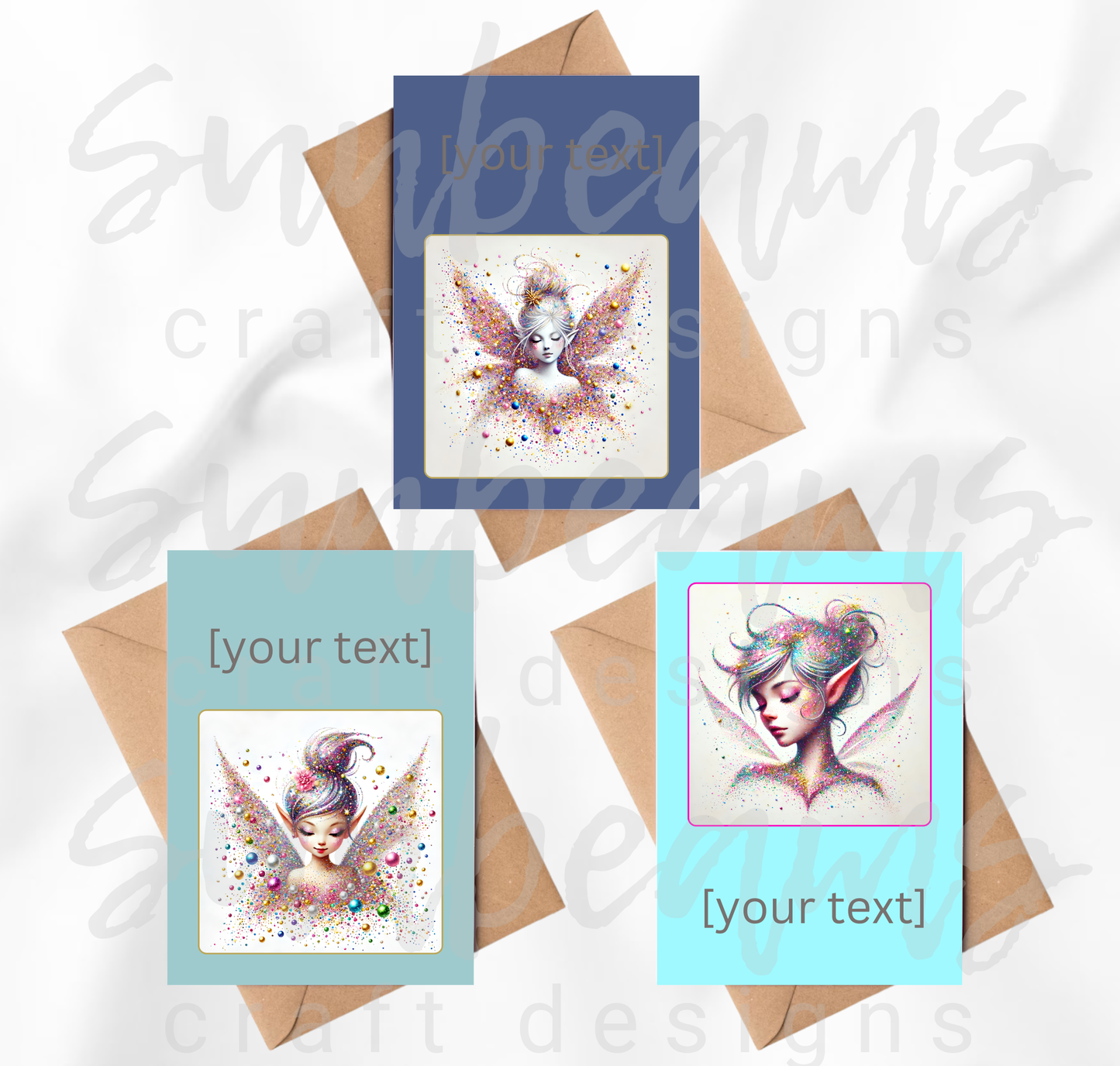 Clipart: 10 Sparkling Pixies - A5 Greeting Card Image Bundle