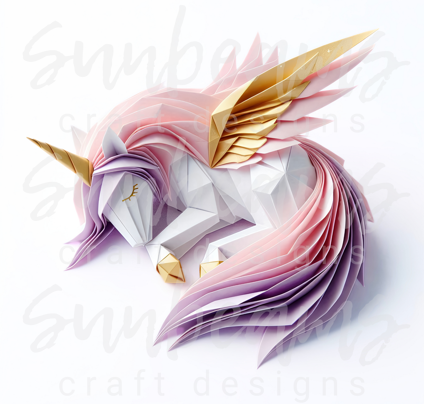 Clipart: 6 Sleepy Unicorns - Origami Styled Digital Image Bundle