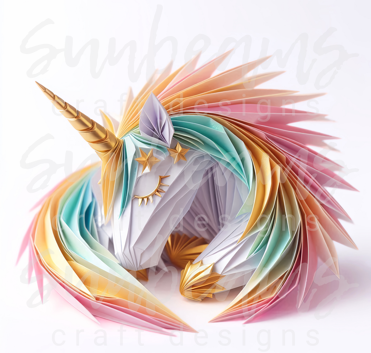 Clipart: 6 Sleepy Unicorns - Origami Styled Digital Image Bundle