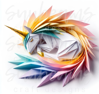 Clipart: 6 Sleepy Unicorns - Origami Styled Digital Image Bundle