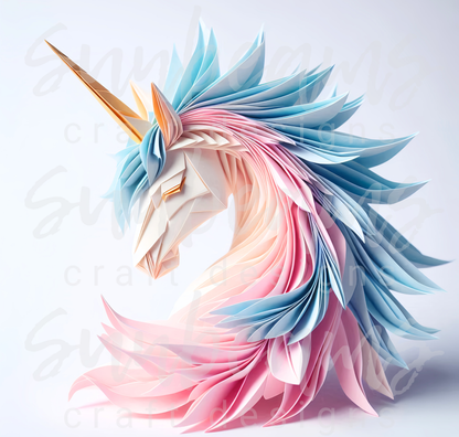 Clipart: 6 Sleepy Unicorns - Origami Styled Digital Image Bundle