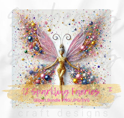 Clipart: 12 Sparkling Faeries I - Digital Image Bundle