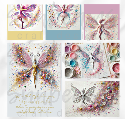 Clipart: 10 Sparkling Faeries - A5 Greeting Card Image Bundle