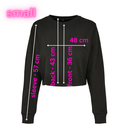 Small - Cropped sweatshirt - #girlpower - Glimmer: hot pink