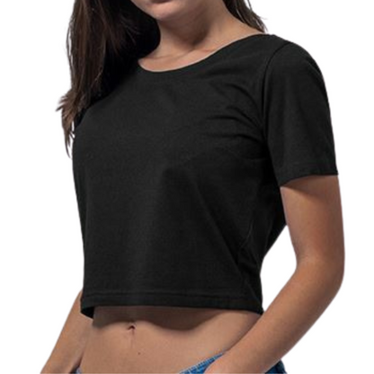 Large - Black Cropped Tee - #urawesome - Glitter: silver