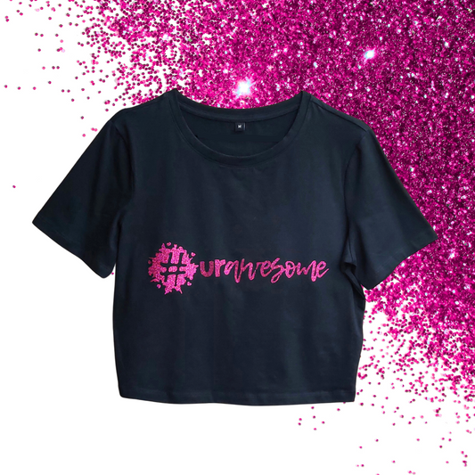 Medium - Baby Tee - #urawesome - Glitter: hot pink