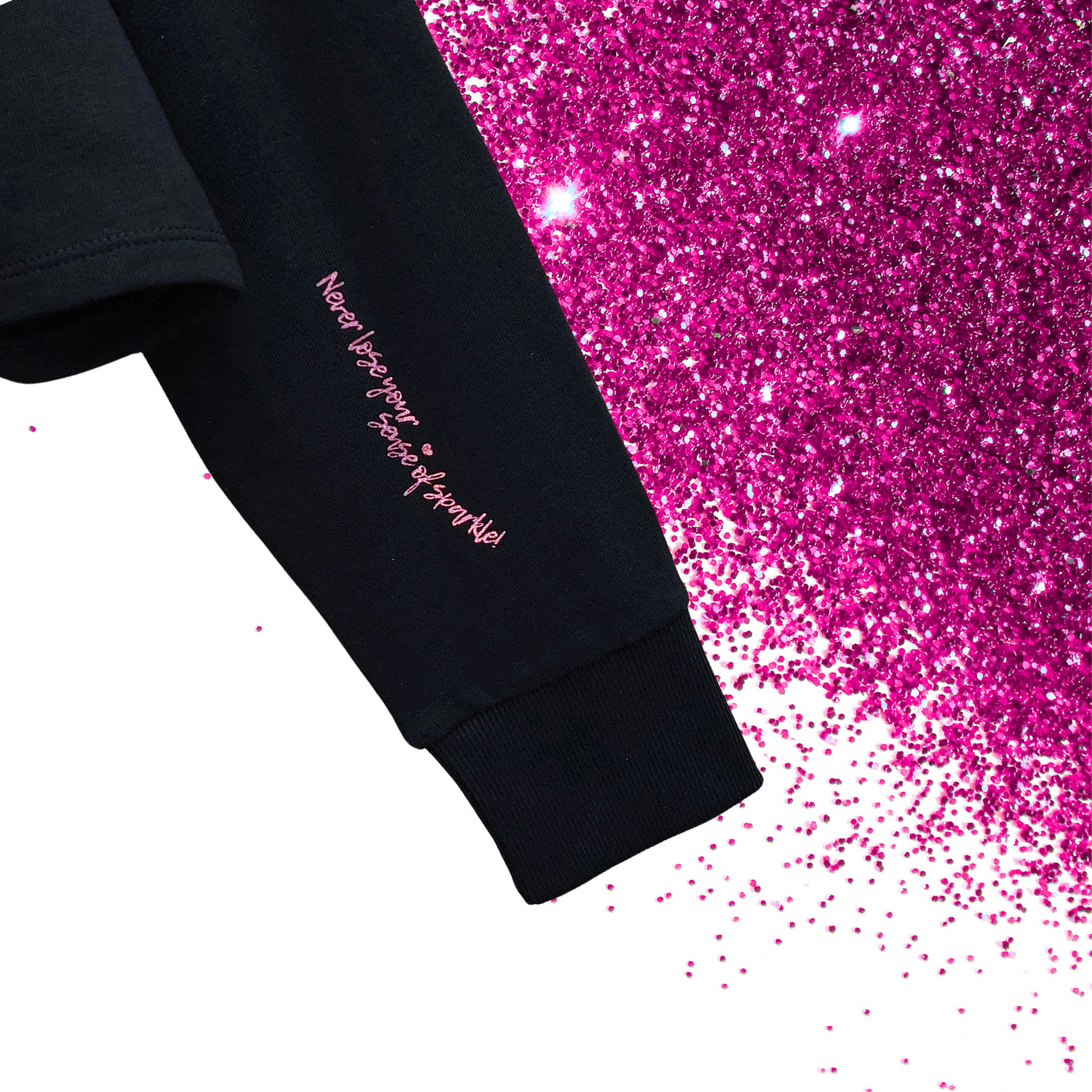 Medium - Cropped sweat - #badass - Glitter: hot pink