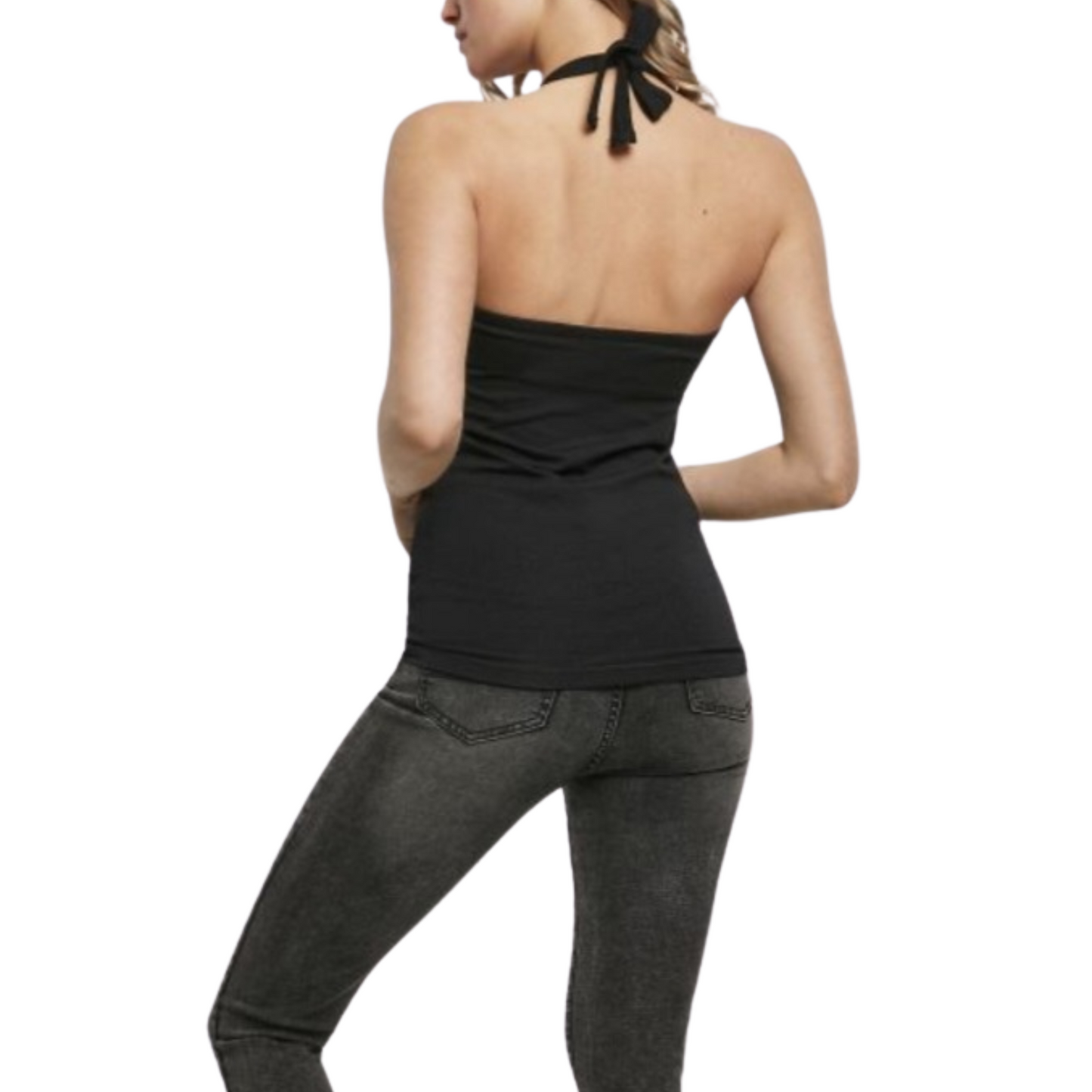 Large - Halterneck Top - #urawesome - Glimmer: hot pink