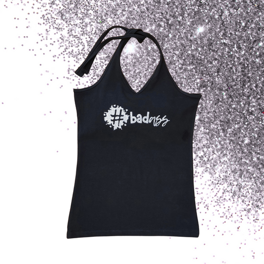 Medium - Halter Neck Top - #badass - Glitter: silver