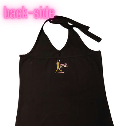 Small - Halterneck Top - Heart Hands - Glitter: silver