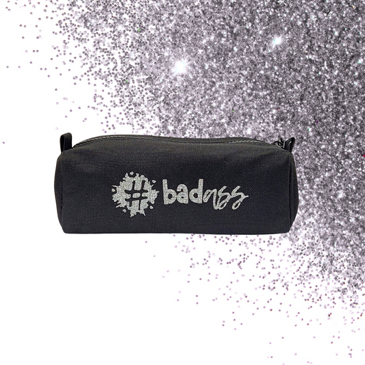 Pencil case - #badass - Glitter: silver