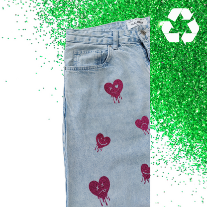 EUR 40 - Jeans - Drippy Hearts - Glimmer: hot pink