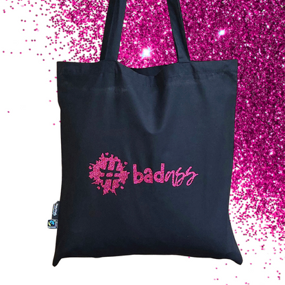 Shopping bag - #badass - Glitter: hot pink