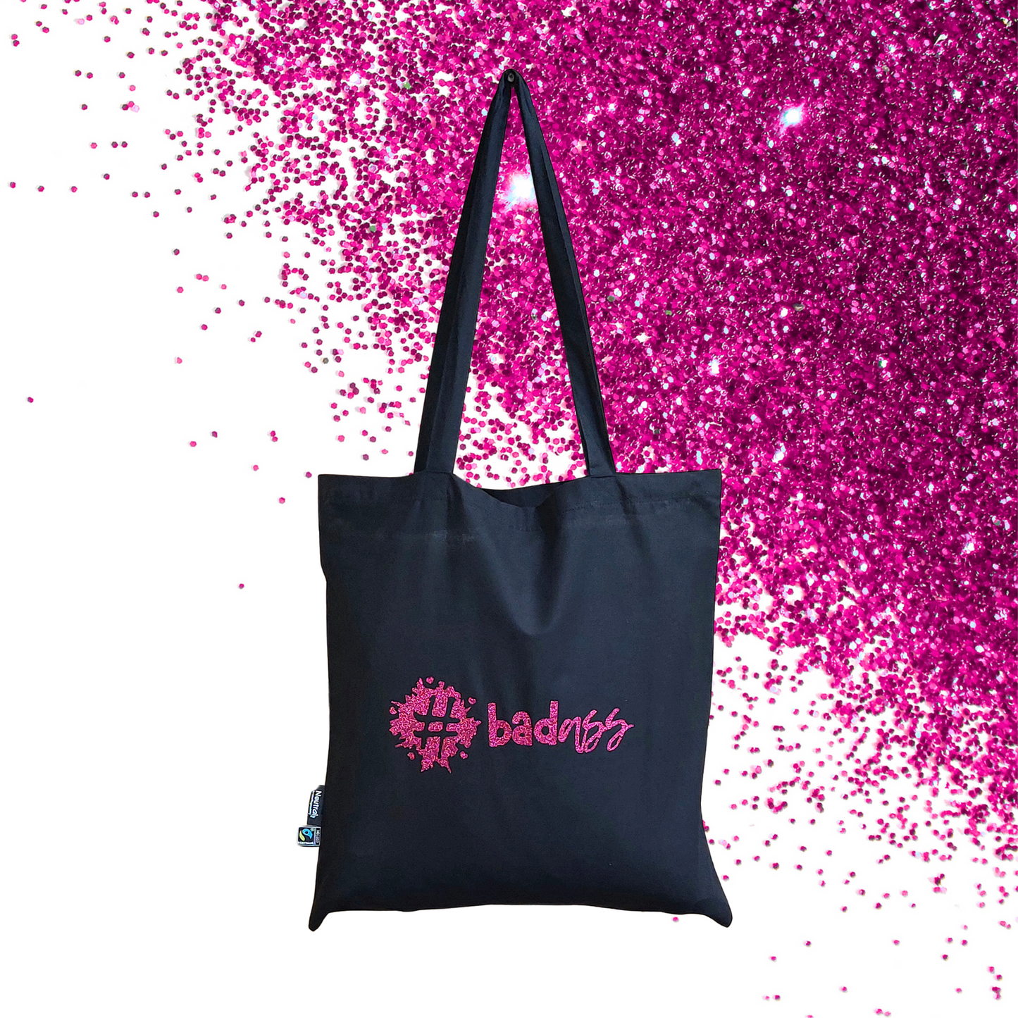 Shopping bag - #badass - Glitter: hot pink