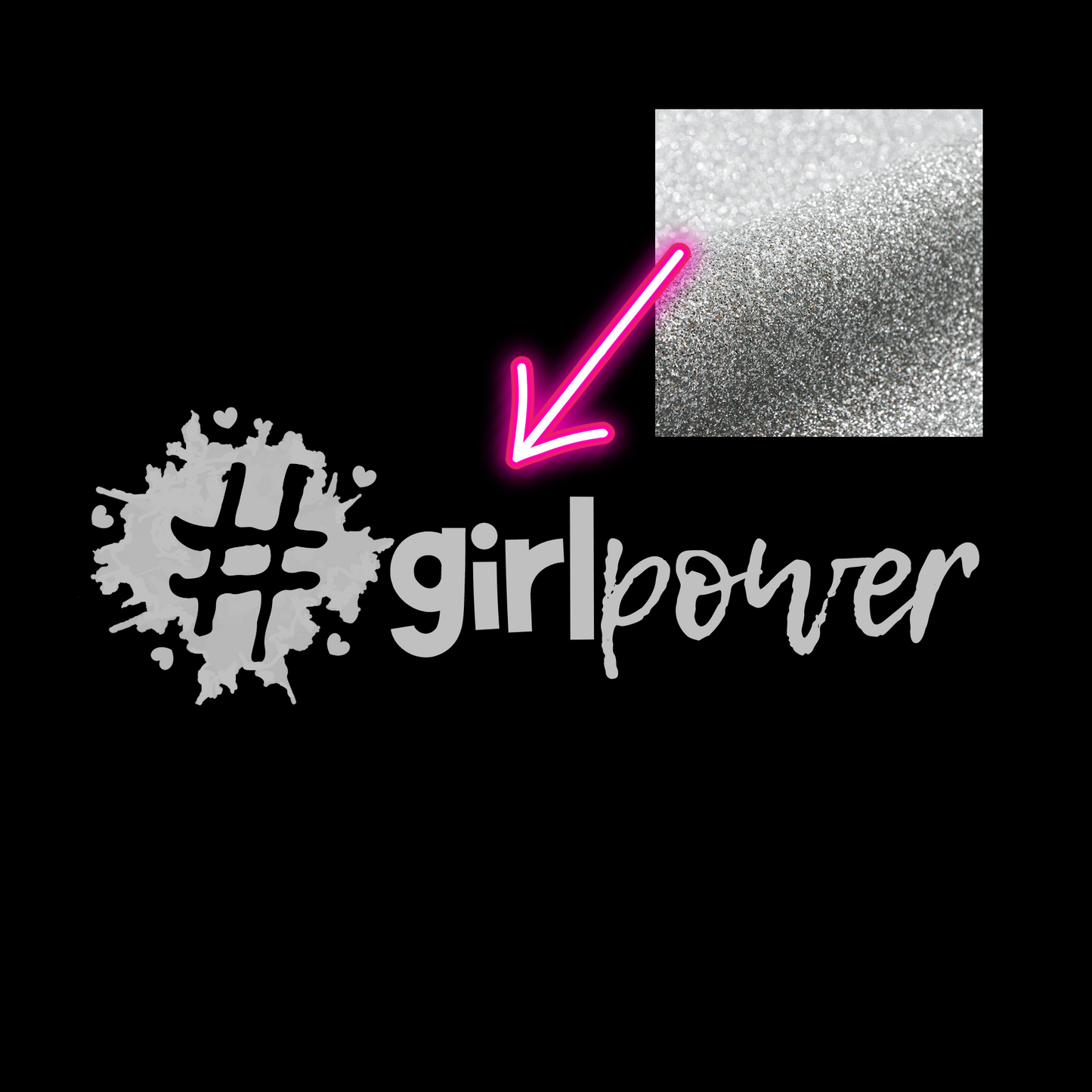 Small - Baby Tee - #girlpower - Glitter: silver