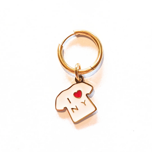 Charms - 1 stk. I Love NY T-shirt - Guld