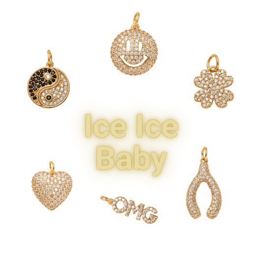 Charms sæt - 6 stk. Ice Ice Baby - Guld
