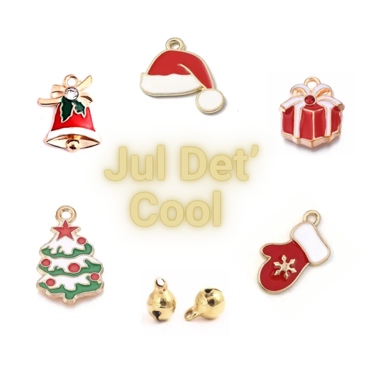 Charms sæt - 7 stk. Jul Det' Cool - Guld