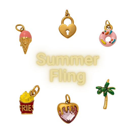 Charms sæt - 6 stk. Summer Fling - Guld