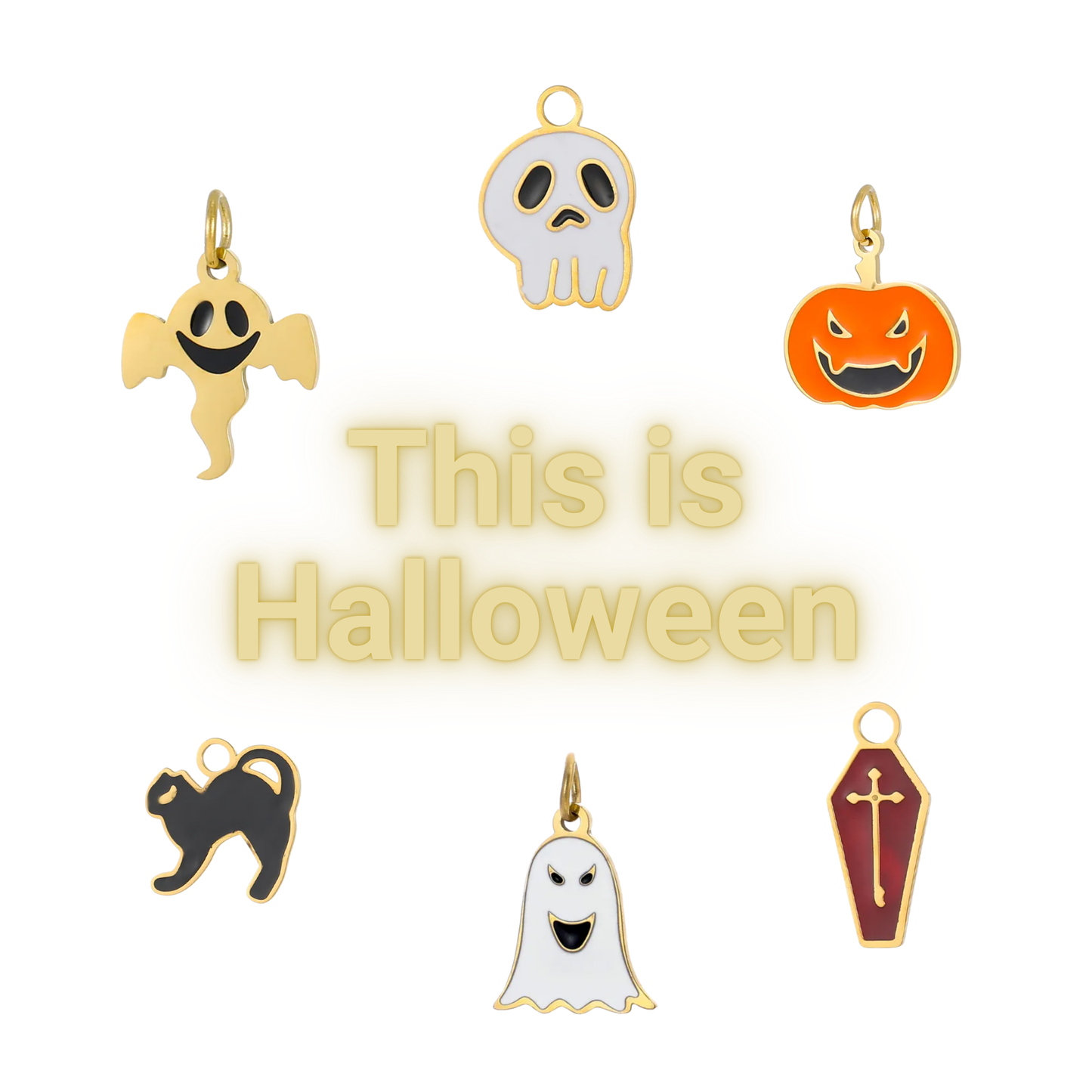 Charms sæt - 6 stk. This is Halloween - Guld