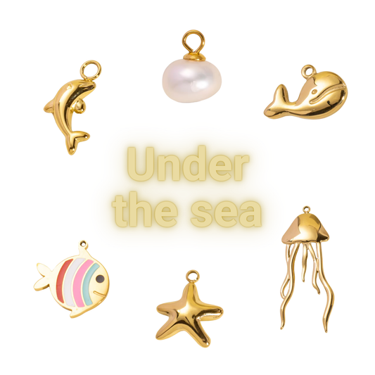 Charms sæt - 6 stk. Under the sea - Guld