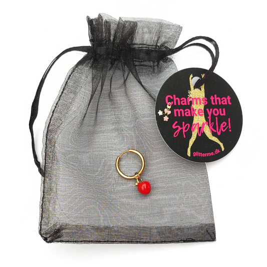 Charms - 1 stk. Rødt æble - Guld