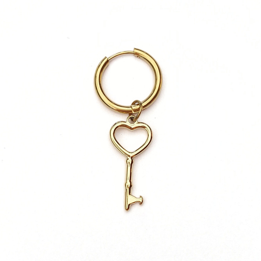 Charms - 1 stk. Hjerte nøgle - Guld