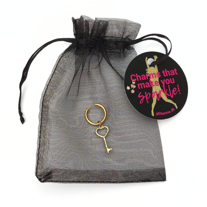 Charms - 1 pcs. Heart key - Gold