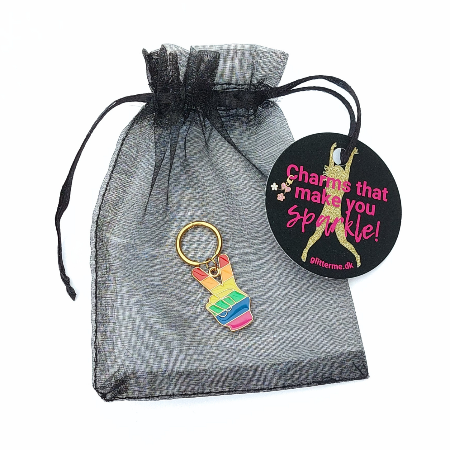 Charms - 1 pcs. Peace sign - Gold