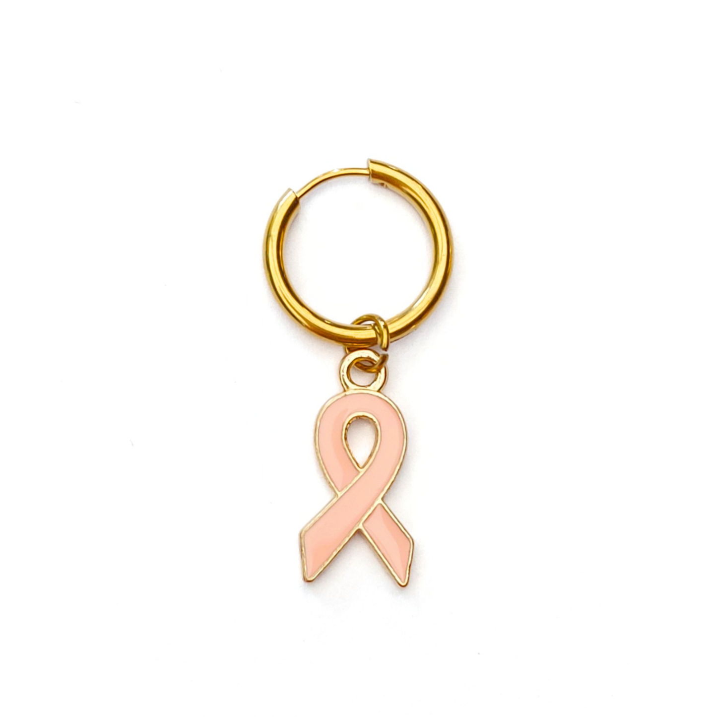 Charms - 1 pcs. Pink Awareness Ribbon - Gold
