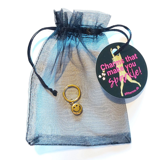 Charms - 1 stk. Smiley - Guld