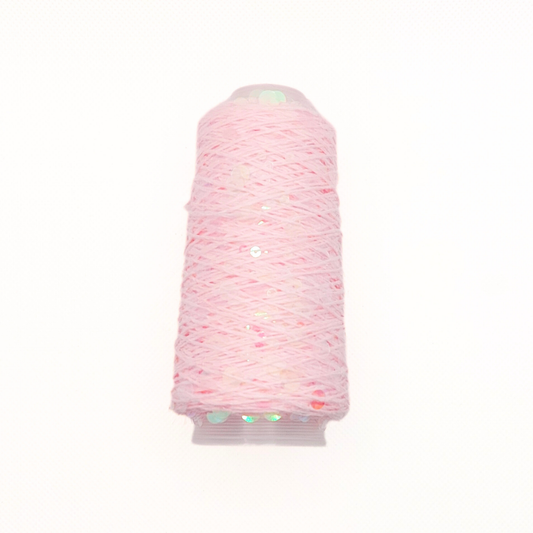 Yarn - 50g - Touch of Sparkle - Pink w. irridescent, transparent sequins