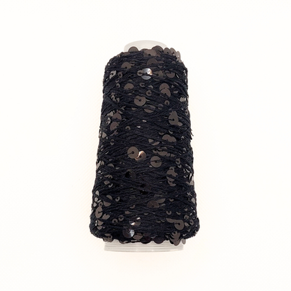 Garn - 50g - Touch of Sparkle - Sort med sorte pailletter