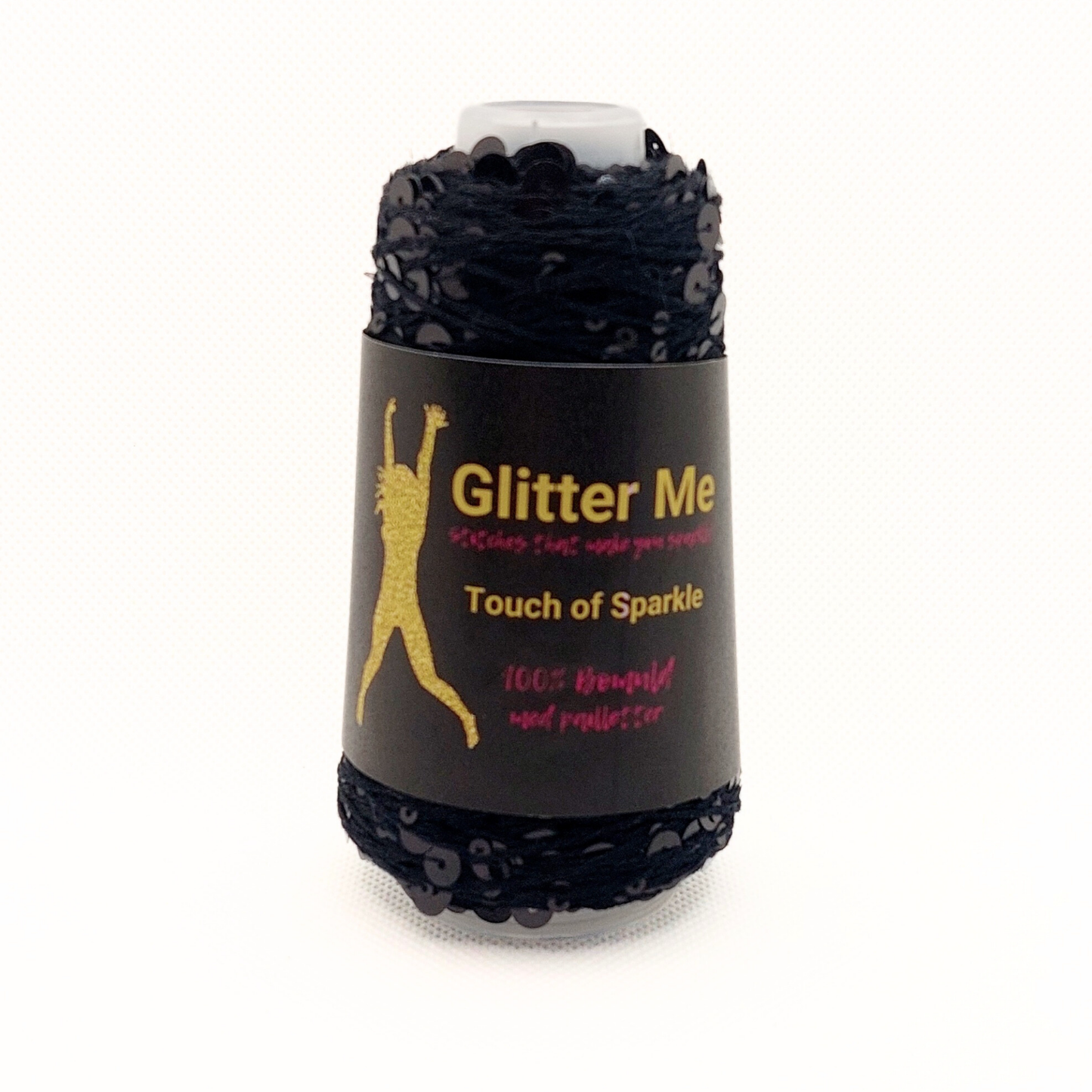 Garn - 50g - Touch of Sparkle - Sort med sorte pailletter