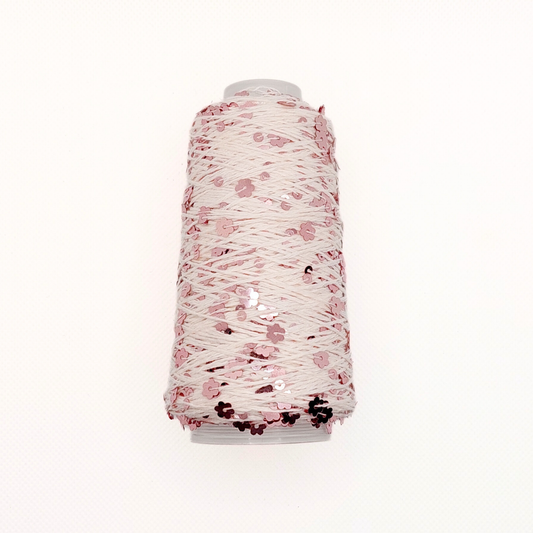 Yarn - 50g - Touch of Sparkle - Pink with pink daisy sequins