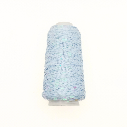Yarn - 50g - Touch of Sparkle - Light blue with irridescent, transparent sequins