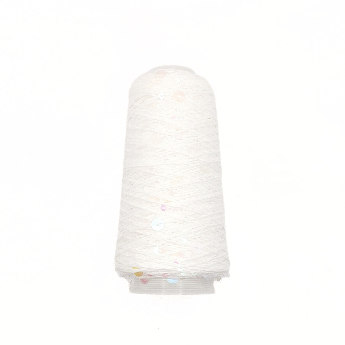 Garn - 50g - Touch of Sparkle - Hvid med irridescent, transparente pailletter