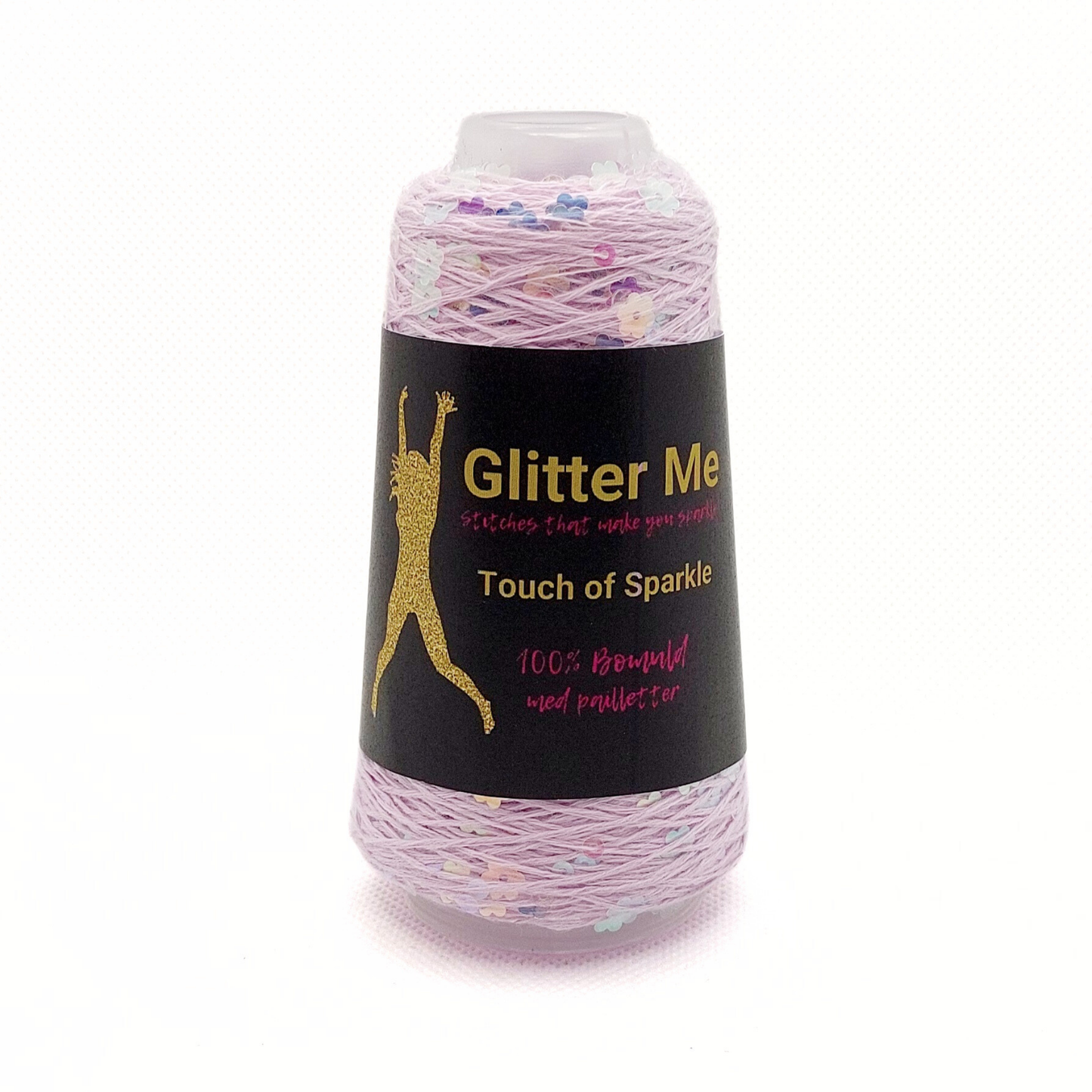 Garn - 50g - Touch of Sparkle - Lilla med irridescent, transparente blomster pailletter