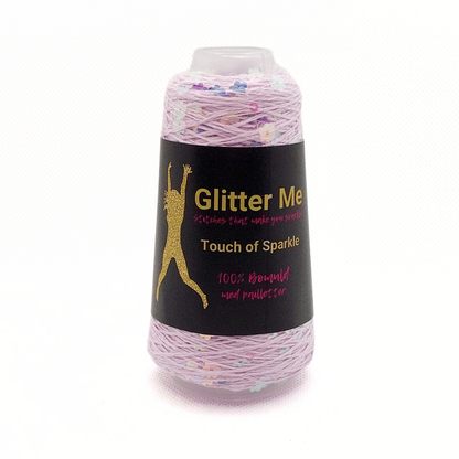 Garn - 50g - Touch of Sparkle - Lilla med irridescent, transparente blomster pailletter