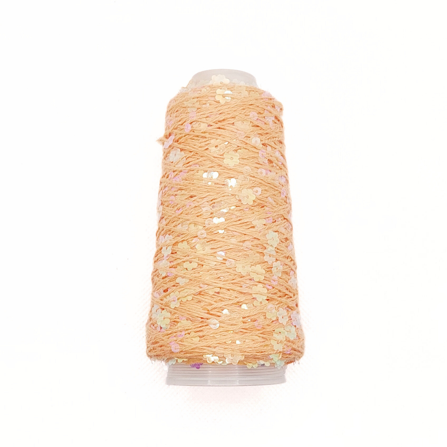 Garn - 50g - Touch of Sparkle - Orange med irridescent, transparente blomster pailletter