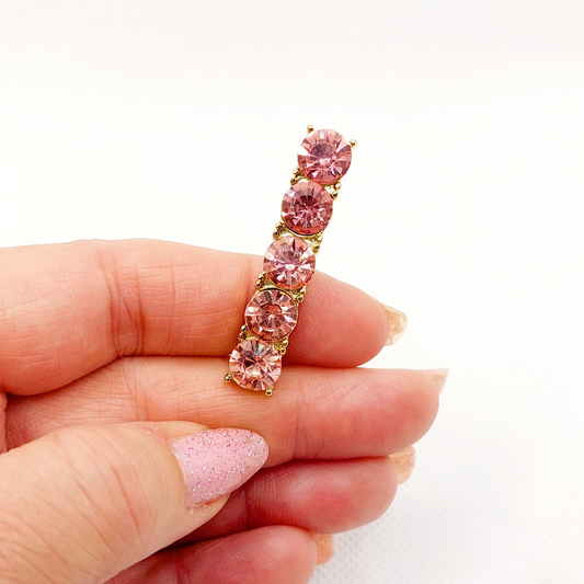 Shoelace Charms - Rhinestones - Pink/Gold