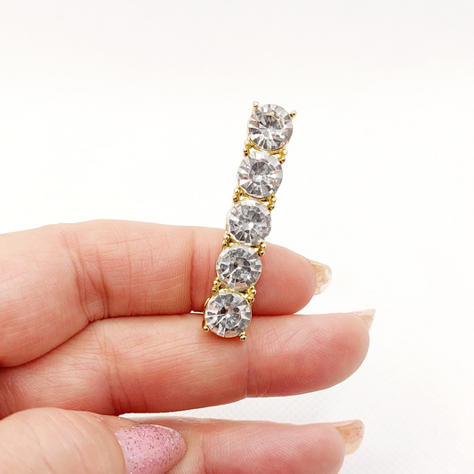 Shoelace Charms - Rhinestones - Clear/Gold