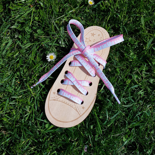 Snørebånd - Ice cream Pink/Hvid - Flad - 120 cm