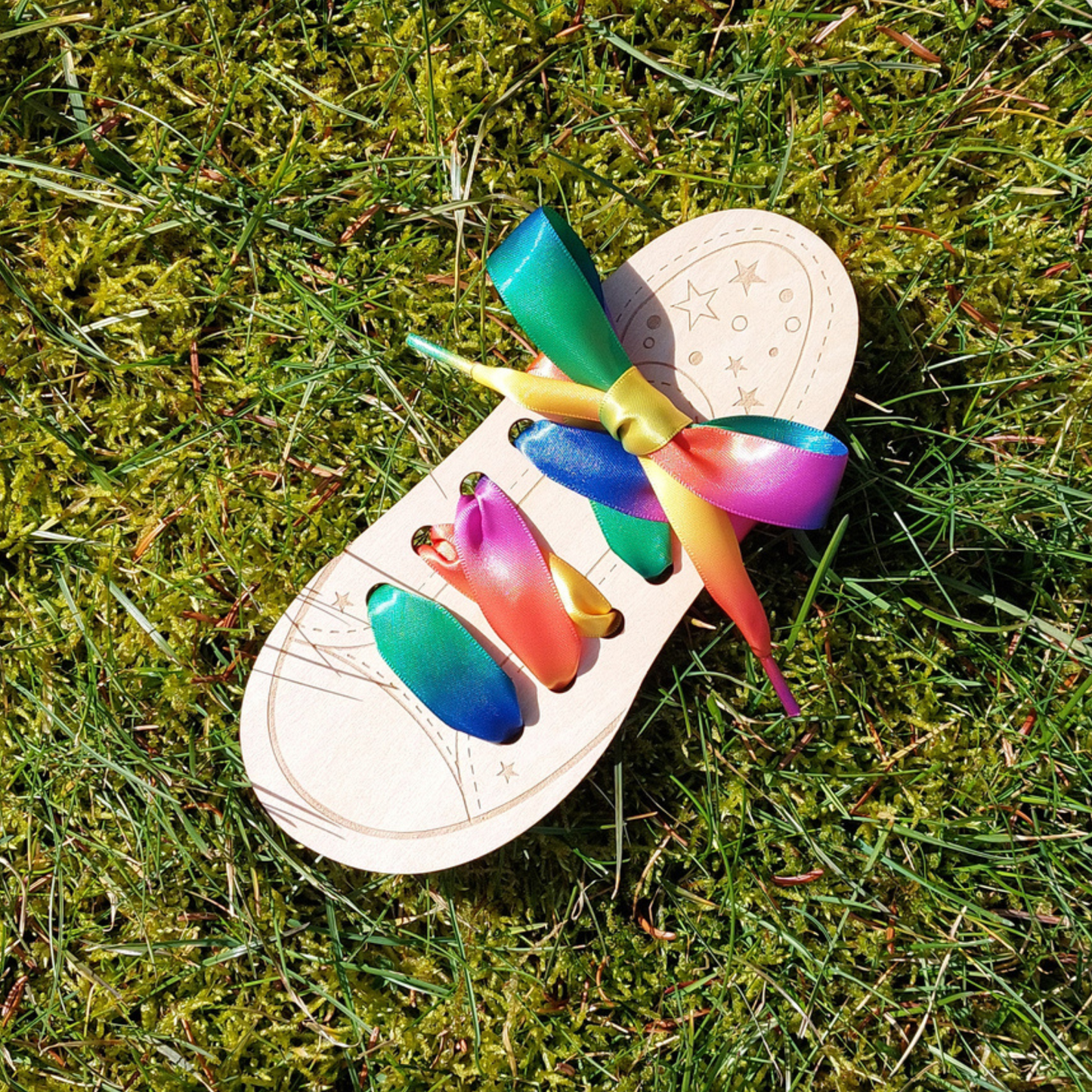 Shoelaces - Satin ribbon - Rainbow - 100+120 cm