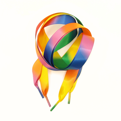 Shoelaces - Satin ribbon - Rainbow - 100+120 cm