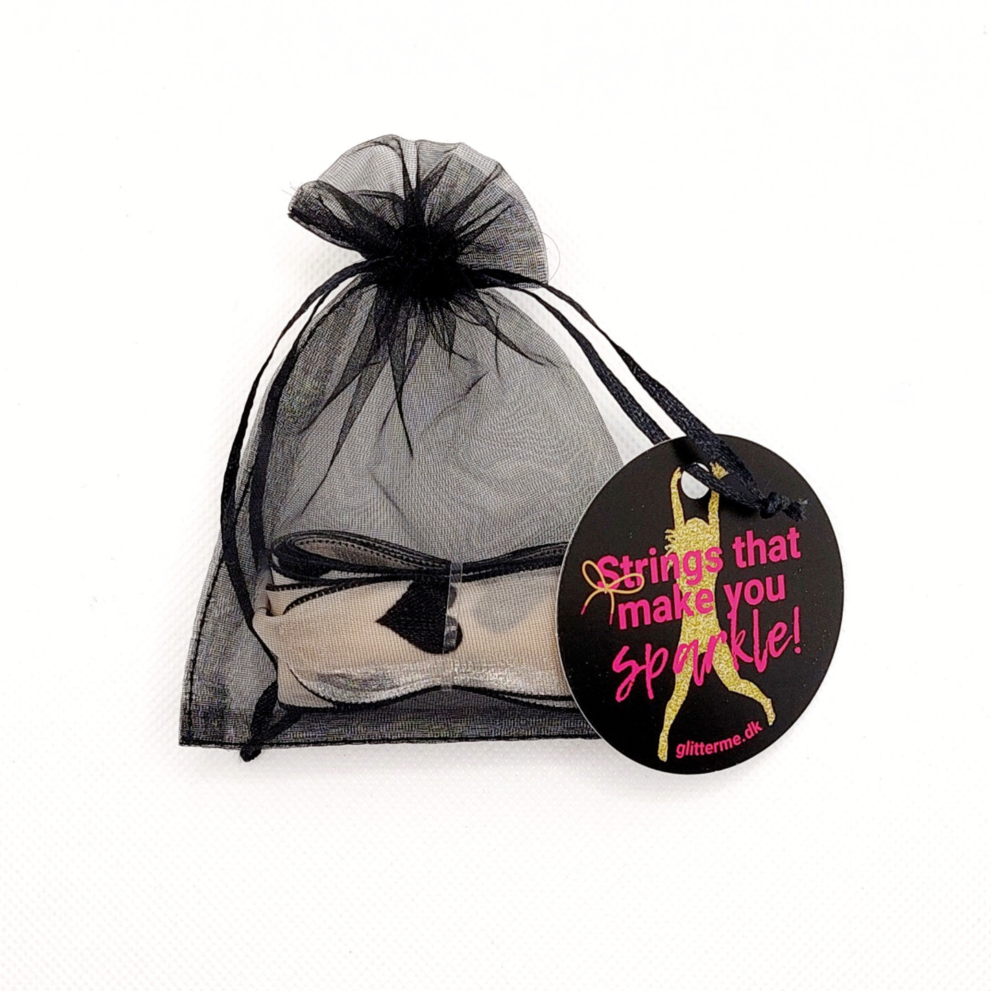 Shoelaces - Chiffon ribbon - White w. black hearts - 120 cm