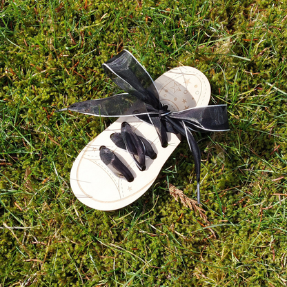 Shoelaces - Chiffon ribbon - Black w. black hearts - 120 cm